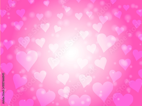 ピンクのハートが散りばめられた背景イラスト