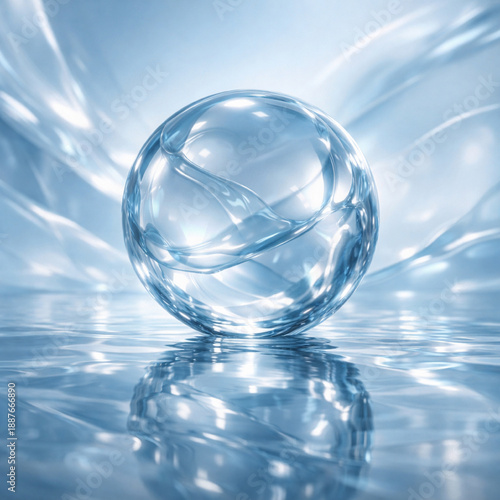 Wallpaper Mural Premium Abstract Liquid Glass Background with Floating Transparent Sphere and Soft Blue Cinematic Lighting Torontodigital.ca