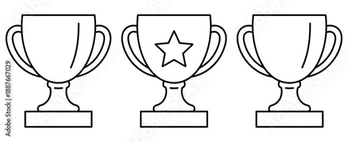 Trophy Cup Icon Set Vector Illustration Featuring Winner, Victory, Medal, and Award Symbols