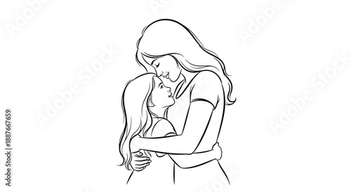 Two women embracing tenderly in a loving hug.