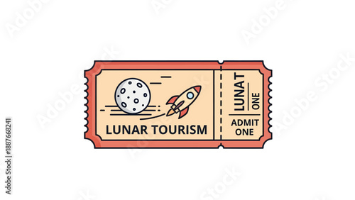 Experience the future of travel with a ticket for lunar tourism, journeying to the moon aboard a rocket