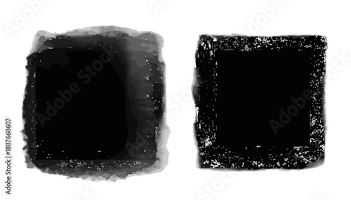 두 개의 검은색 수채화 사각형 질감이 있는 배경에 흰색으로 분리되어 있습니다.