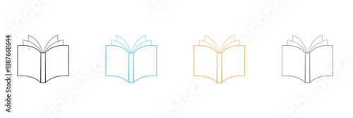 Open book black liner icon collection .Vector illustration Eps 10 .