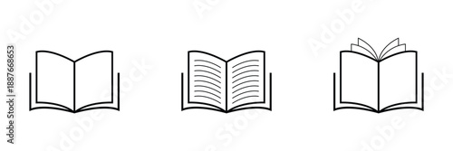 Open book black liner icon collection .Vector illustration Eps 10 .