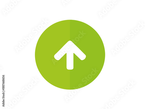 Zielona ikona strzałki w górę na białym tle, symbolizująca postęp, ładowanie lub przesłanie.