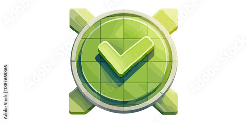 녹색 체크 표시가 있는 투명한 아이콘, 승인, 완료, 확인, 성공, 긍정적인 피드백, 동의