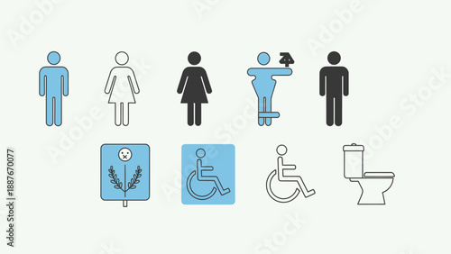 Collection of restroom and accessibility icons.