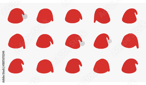 Isometric 3D Santa hat icon set for Christmas and winter design