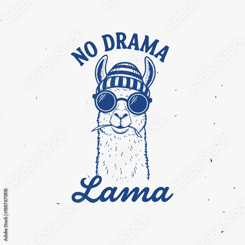 No Drama Llama wearing sunglasses and a beanie hat.