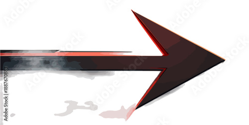 전방을 향해 나아가는 붉은 화살표, 미래를 향한 움직임과 방향을 상징