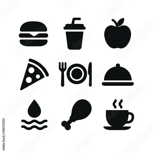 Modern Fast Food Icon Collection