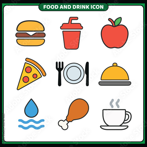 Modern Fast Food Icon Collection