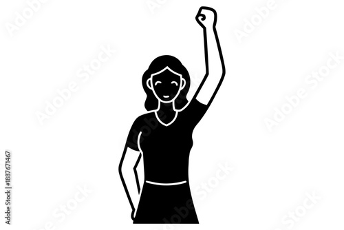 Empowered Woman Raising Fist Silhouette Vector, Social Justice Concept Illustration