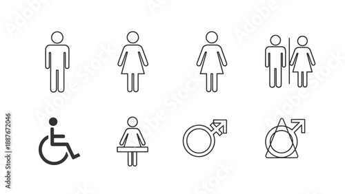 Restroom Signs Icons Symbols Collection.