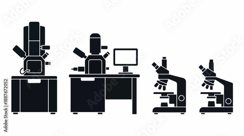 Collection of Scientific Microscopes and Advanced Laboratory Equipment.