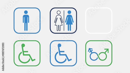 Restroom Signs Collection Male Female Accessible Gender Neutral.