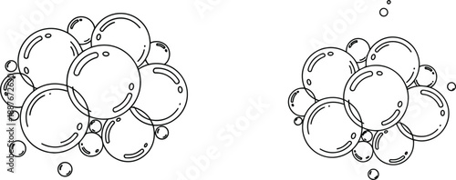 Hand drawn bubble cluster vector illustration with outlined circular shapes and playful doodle style isolated on white background