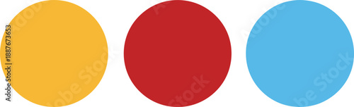 Simple colorful circle set vector illustration with primary solid round shapes isolated on white background design minimal abstract