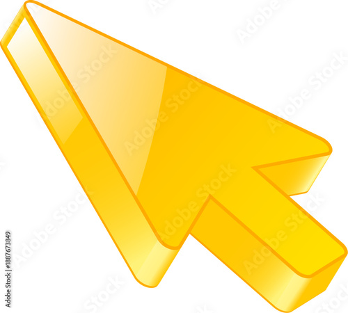 3d Click pointer cursor arrow icon on white background.