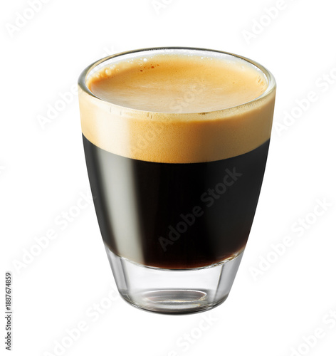 Full glass of espresso coffee isolated