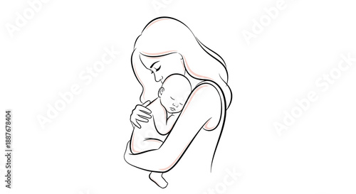 Mother holding her newborn baby in a tender embrace.