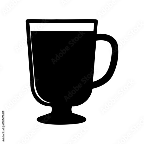 Black silhouette of Irish coffee glass with drink isolated on white