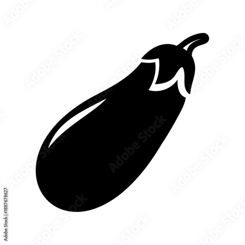 Simple black vector icon of an eggplant, vegetable, fresh and delicious