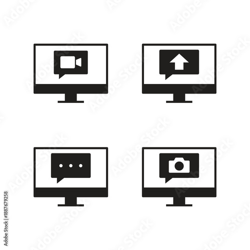 Communication and upload media icon collection