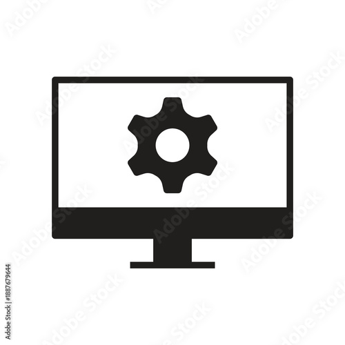Gear settings configuration monitor solid icon