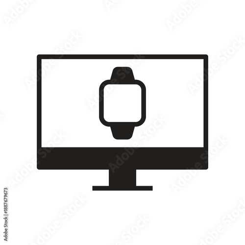 Smartwatch device sync monitor solid icon