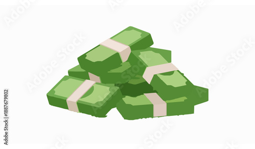 Soft 3D cartoon green money stack for savings wealth and earnings design