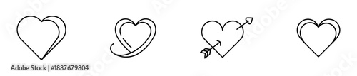 Heart icons with varied internal symbols and emotional styles for expressive design.