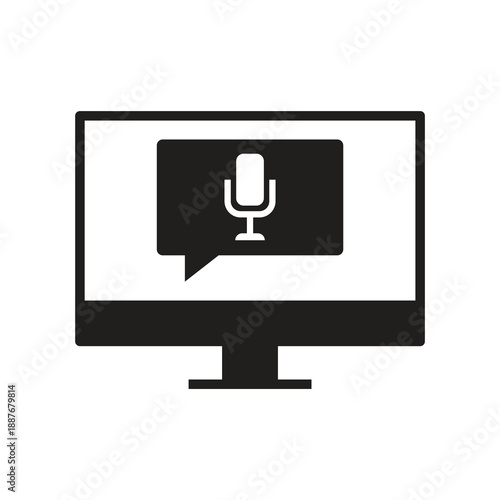 Microphone audio mic monitor solid icon