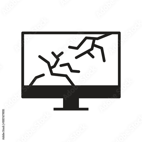 Glass crack broken monitor solid icon