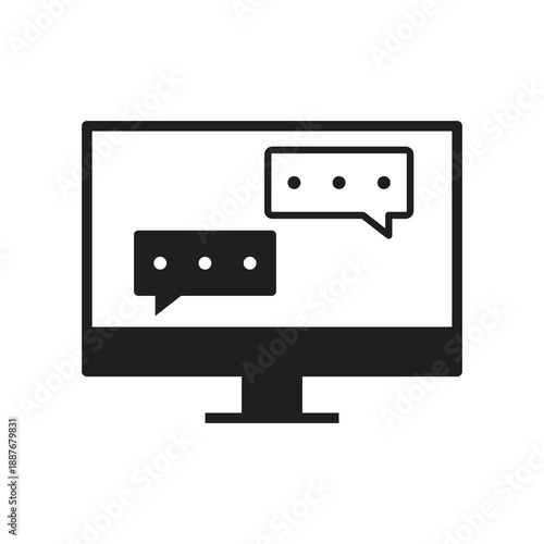 Multiple chat bubbles monitor solid icon