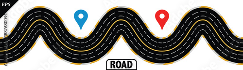 Empty highway asphalt road texture, Ariel View Road, Empty highway black asphalt road with dividing lines, Top view, Vector Illustration, clear dividing lane lines on a smooth dark road surface