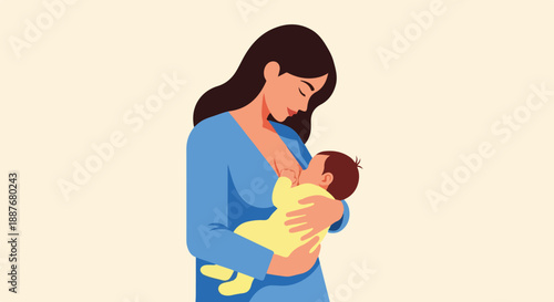 Mother Breastfeeding Baby, Love, Nurturing, and Family Bond