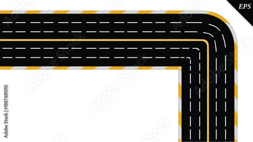 Empty highway asphalt road texture, Ariel View Road, Empty highway black asphalt road with dividing lines, Top view, Vector Illustration, clear dividing lane lines on a smooth dark road surface