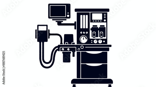Medical Anesthesia Machine Equipment Silhouette.