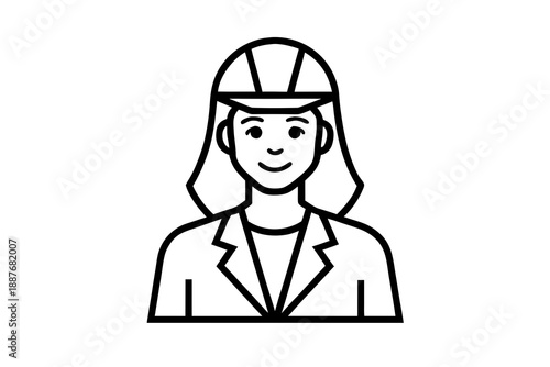 line art Woman engineer silhouette vector illustration, isolated on white background