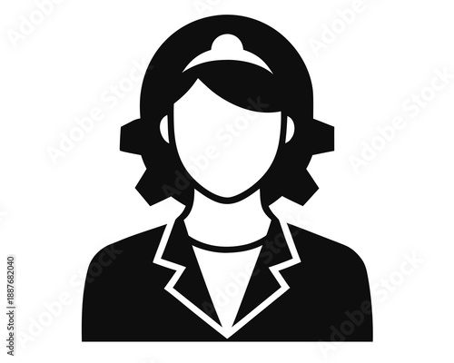 Female Engineer Working Silhouette, Technology and Innovation Vector Design