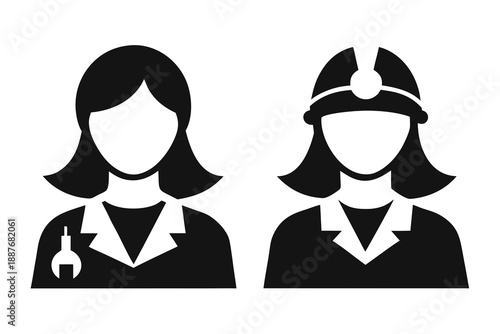 Female Engineer Working Silhouette, Technology and Innovation Vector Design