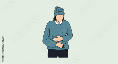 Person Holding Stomach, Illustrating Abdominal Pain