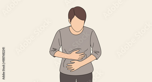 Person Holding Stomach in Pain, Illustrative Representation
