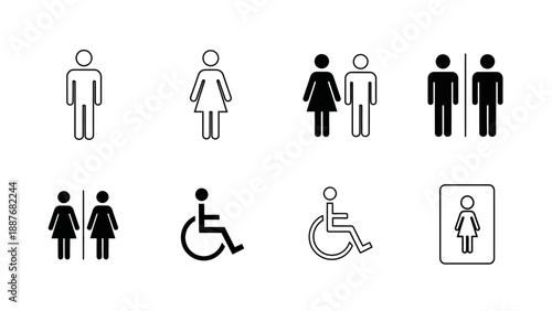 Restroom Signs Icons Collection.