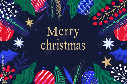 Festive christmas wreath with ornaments and foliage a joyful holiday greeting