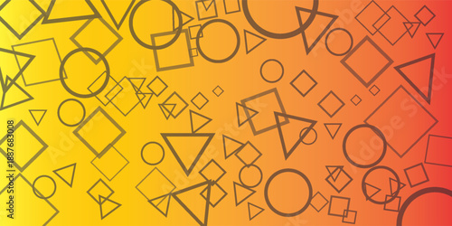 White background Gradient. Mosaic fragments. Endless abstract pattern. Background texture.  Vector illustration. Geometric seamless pattern from different shapes. Triangle circle square.