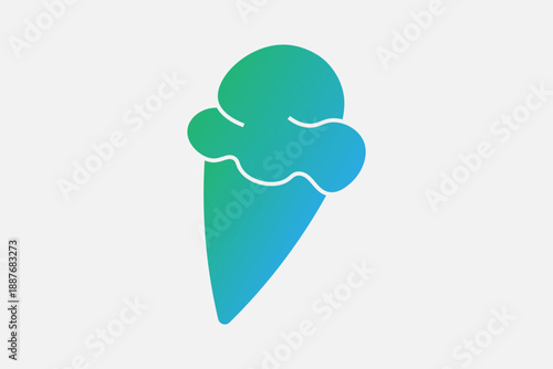The use of cool colors (green and blue) gives the image a refreshing, "cool" aesthetic, deviating from traditional warm-colored ice cream illustrations