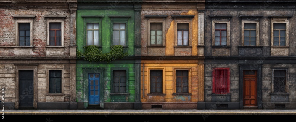 Fototapeta premium city facades tell tales of time with colorful layers like nature's peeling bark