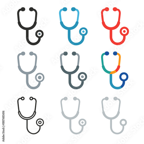 Colorful glowing stethoscopes set against a dark background for medical themes